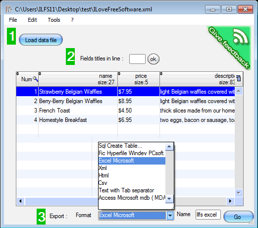 convert excel to xml file